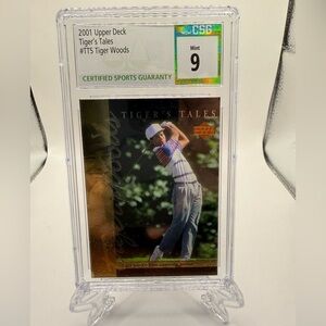 Tiger2001 Upper Deck Tiger Tales TT5 Tiger Woods RC CSG Mint 9 Crystal Clear